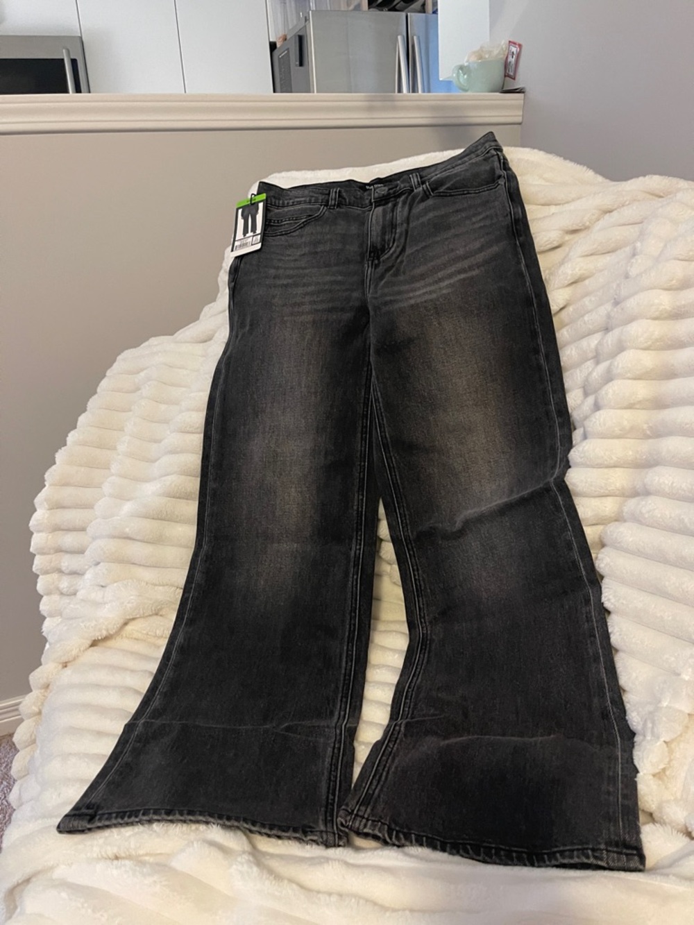 Well Worn Black Wide-Leg Jeans with Subtle Fade